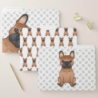 Red French Bulldog / Frenchie Cute Cartoon Dog File Folder