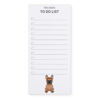 Red French Bulldog / Frenchie Cute Dog To Do List Magnetic Notepad