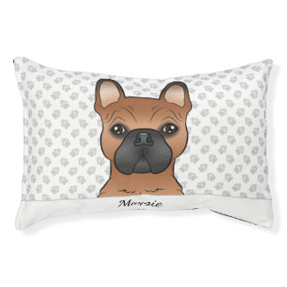 Red French Bulldog / Frenchie Dog Head &amp; Name Pet Bed