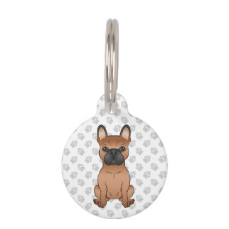Red French Bulldog / Frenchie Dog &amp; Pet's Info Pet ID Tag