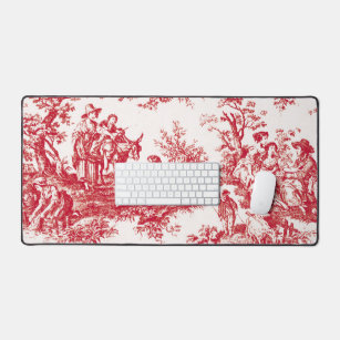 Red French Country Toile Desk Mat