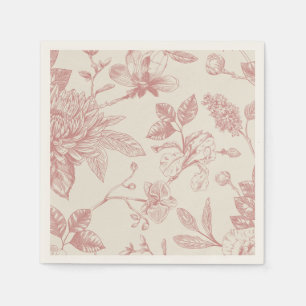 Red French Floral Toile Floral Napkins
