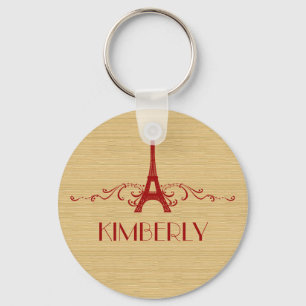 Red French Flourish Keychain