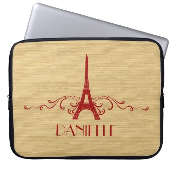 Red French Flourish Laptop Sleeve by Superstarbing at Zazzle