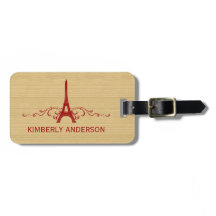 Red French Flourish Luggage Tag