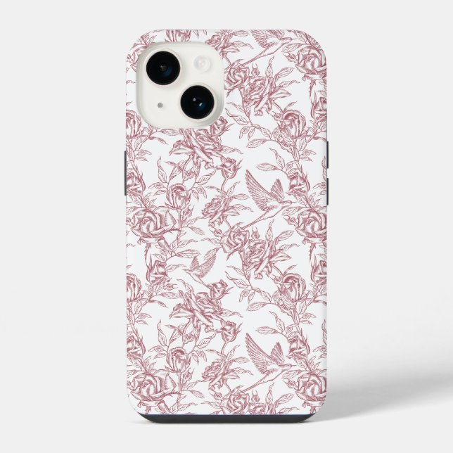 Red French Toile Iphone Case (Back)
