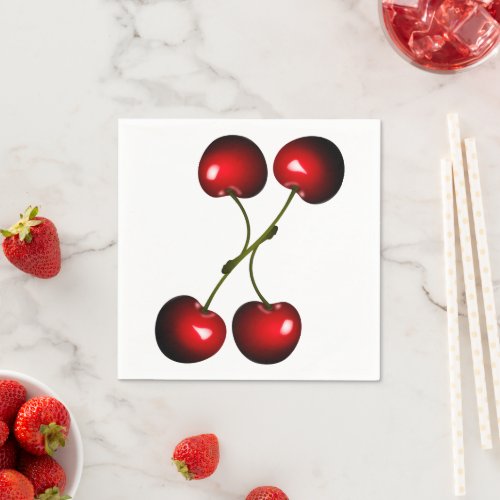 Red Fresh Sweet Cherry Napkins