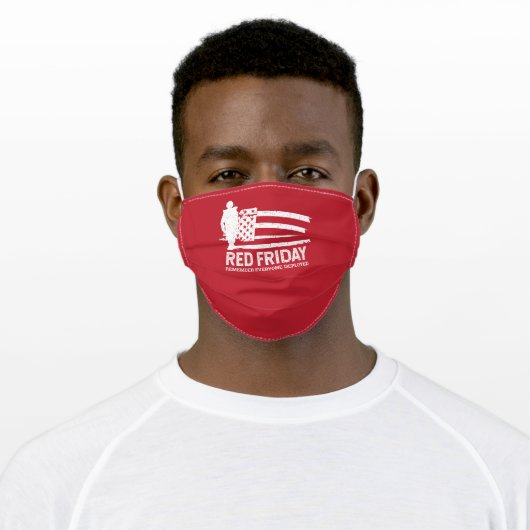 Red Friday American Flag Soldier Military Adult Cloth Face Mask (Worn)