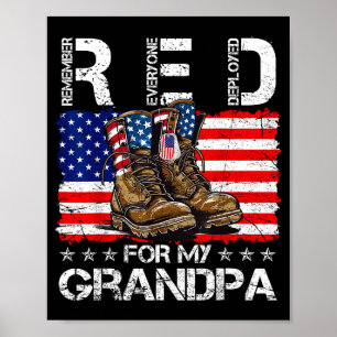 Red friday for grandpa flag remember everyone poster