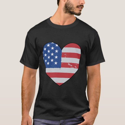 Red Friday Heart American Flag For Men And Women  T_Shirt