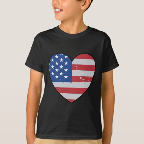 Red Friday Heart American Flag For Men And Women  T_Shirt