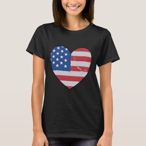 Red Friday Heart American Flag For Men And Women  T_Shirt