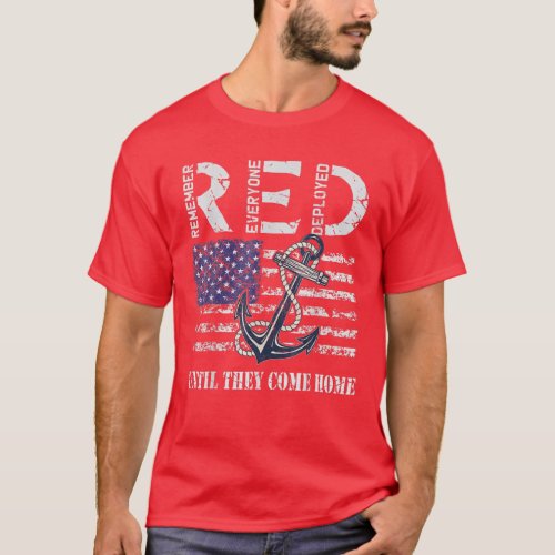 Red Friday Military Deployed Navy Soldier US Flag T_Shirt
