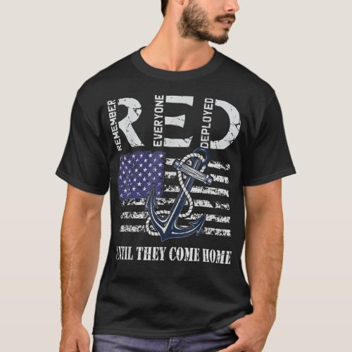 Red Friday Military Deployed Navy Soldier US Flag  T_Shirt