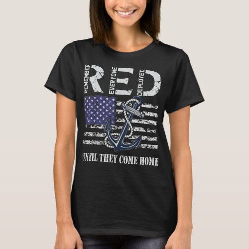 Red Friday Military Deployed Navy Soldier US Flag  T_Shirt
