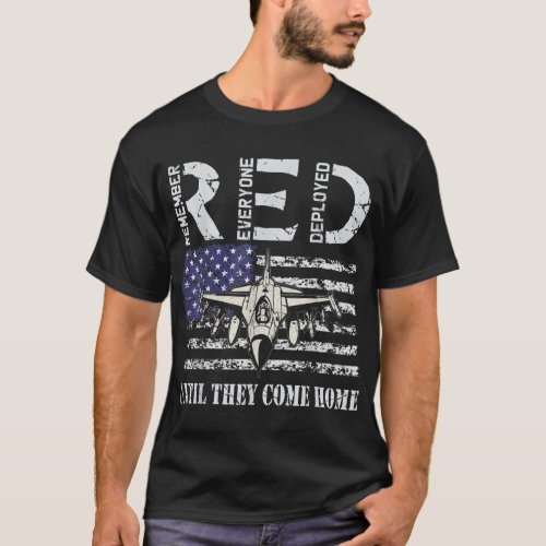 RED Friday Military s Air Force USAF US Flag Veter T_Shirt