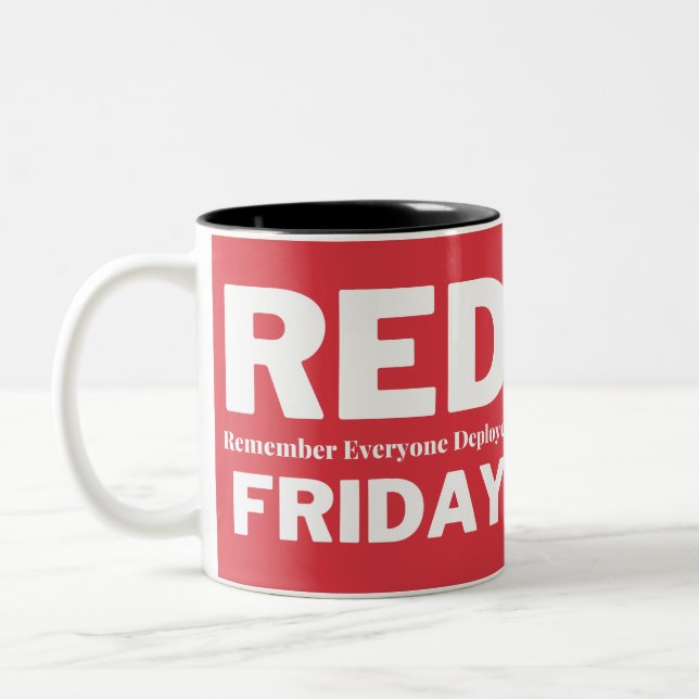 Red friday remember everyone deployed Two-Tone coffee mug (Left)