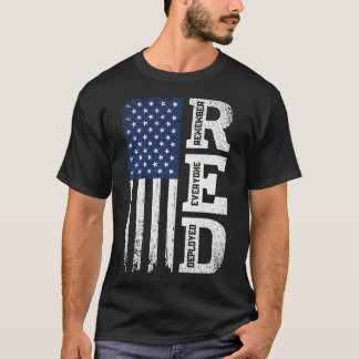 RED Friday, Remember Everyone Deployed US Flag Arm T-Shirt
