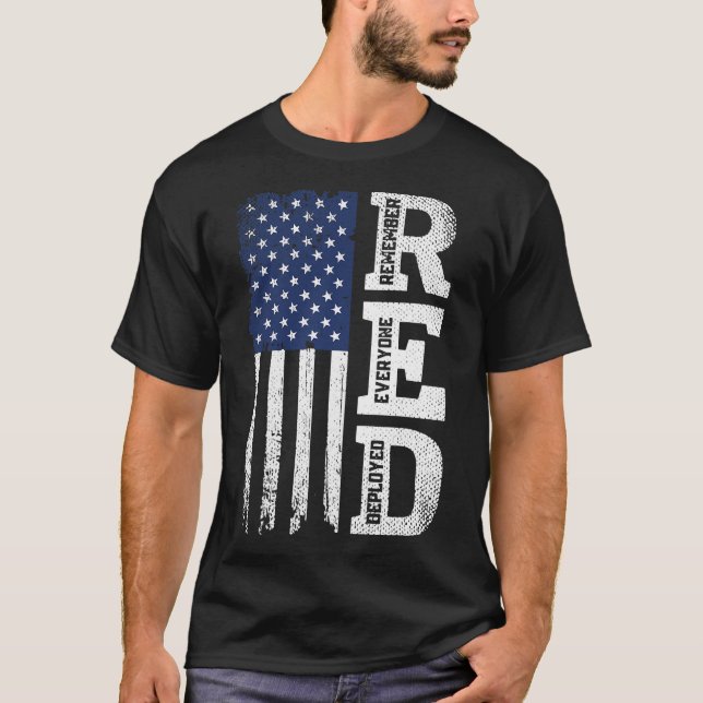 RED Friday, Remember Everyone Deployed US Flag Arm T-Shirt (Front)