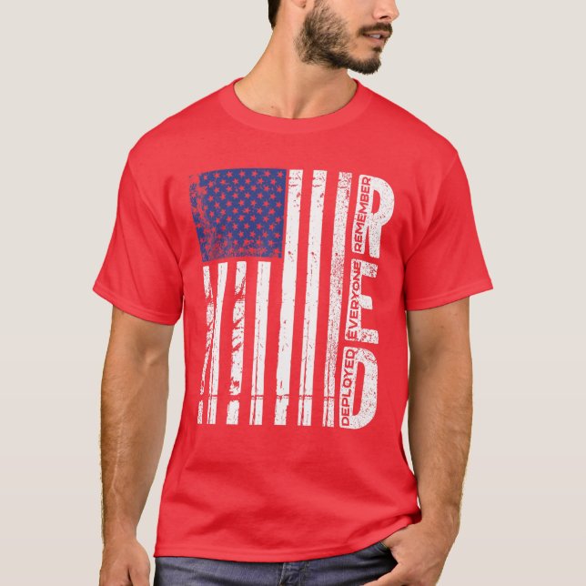 RED Friday Remember Everyone Deployed US Flag Army T-Shirt (Front)
