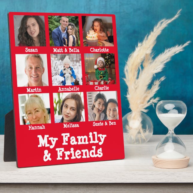 Red Friends & Family Name & Photo Dementia Memory Plaque (Side)