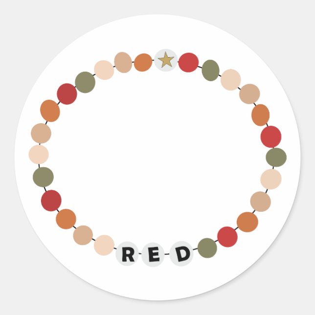 Red Friendship Bracelet Classic Round Sticker (Front)