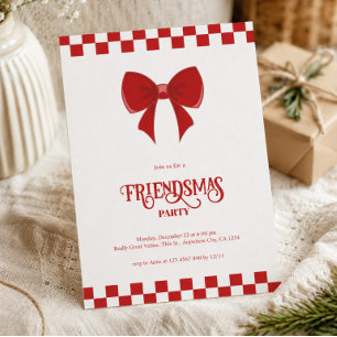 Red Friendsmas Modern Christmas Party Invitation