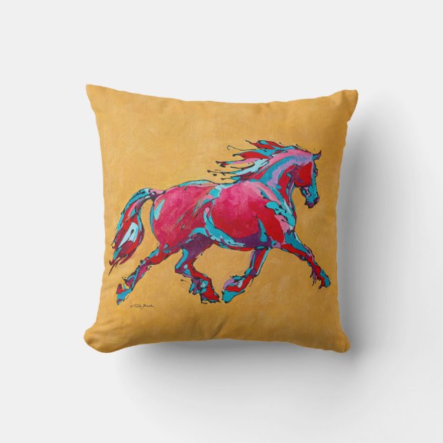 Red Friesian Throw Pillow (Front)