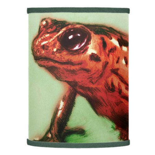 Red Frog Table Lamp Wild Animal Sketch in Green Lamp Shade