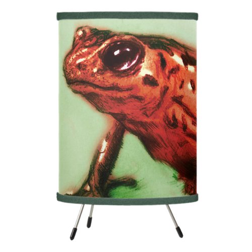 Red Frog Tripod Lamp Wild Animal Sketch in Green Tripod Lamp