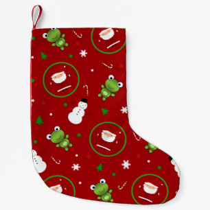 Red frogs santa claus snowmen small christmas stocking