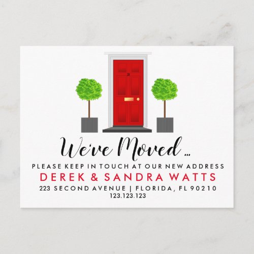 red front door Change of address we have moved Announcement Postcard