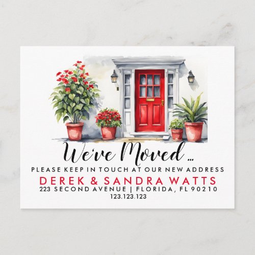 red front door Change of address weve moved house Announcement Postcard