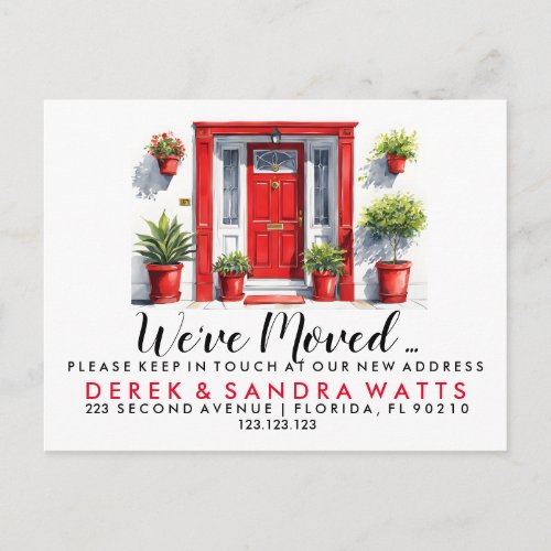 red front door Change of address weve moved house Announcement Postcard