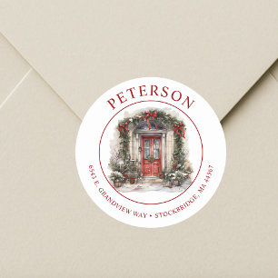 Red Front Door Christmas Return Address Labels