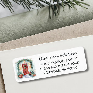 Red Front Door Holiday Moving Return Address Label