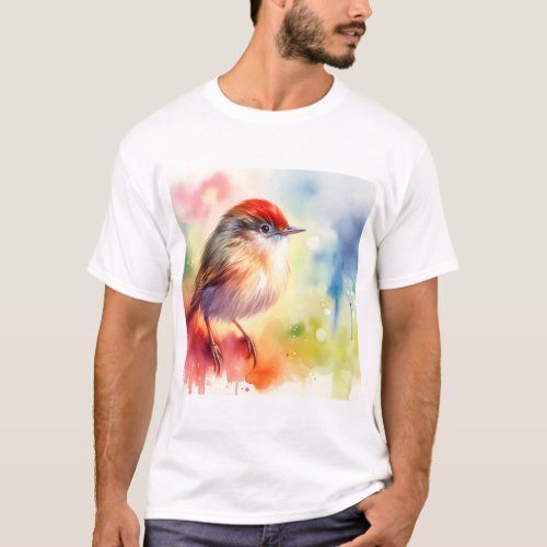Red Fronted Prinia AREF1121 _ Watercolor T_Shirt