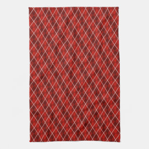 Red Frosted Argyle Kitchen Towel