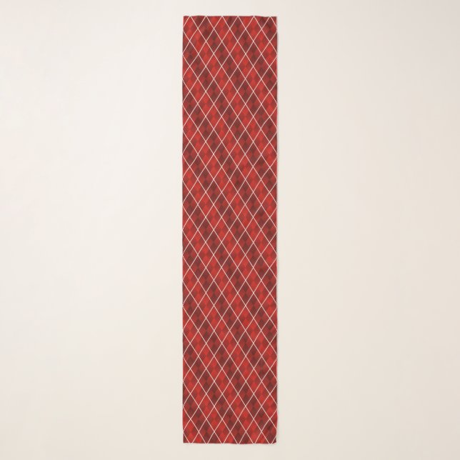 Red Frosted Argyle Scarf (Front)