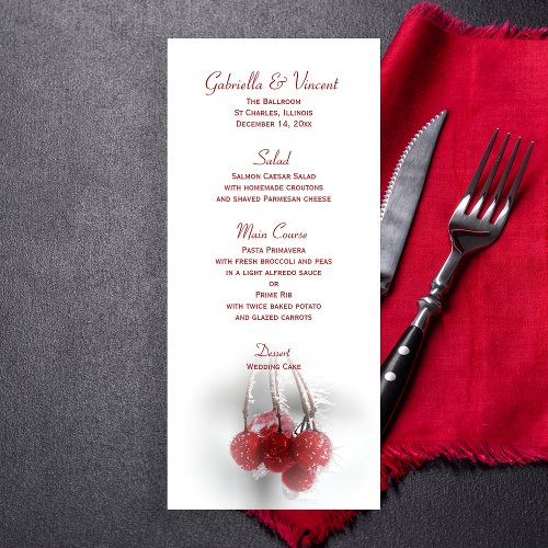 Red Frosty Berries Winter Wedding Menu