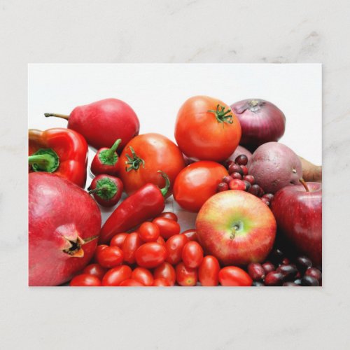 Red Fruit And Vegetables Postcard