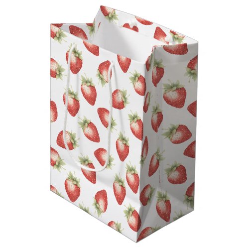 Red Fruit Strawberries Birthday Medium Gift Bag