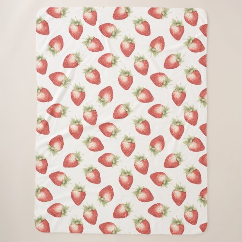 Red Fruit Strawberries Sherpa Blanket