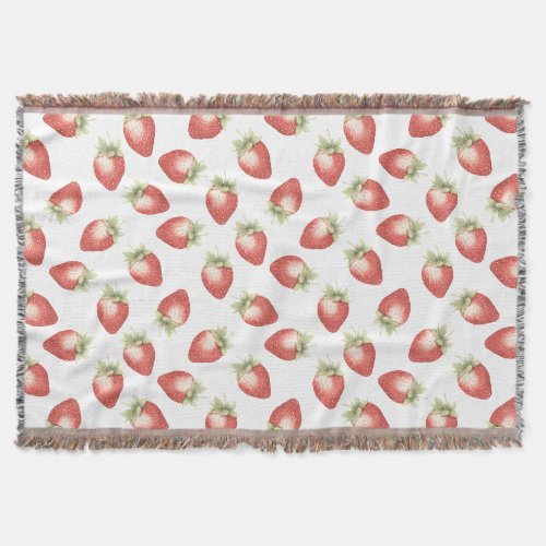 Red Fruit Strawberries Throw Blanket