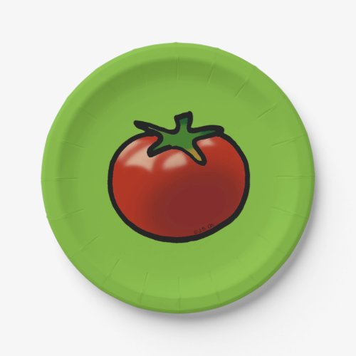 red fruit tomato paper plates