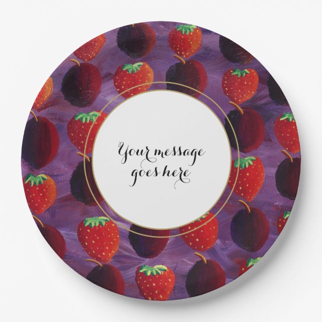 Red Fruits Country Celebration Paper Plates (Front)