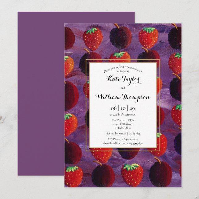 Red Fruits Country Elegant Rehearsal Dinner Invitation (Front/Back)