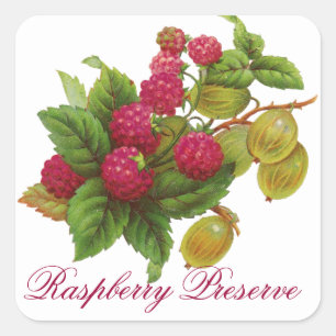 RED FRUITS PRESERVE / RASPBERRIES SQUARE STICKER