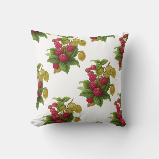 RED FRUITS  / RASPBERRIES THROW PILLOW (Front)