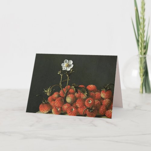 RED FRUITS  STRAWBERRIES AND FLOWER CARD
